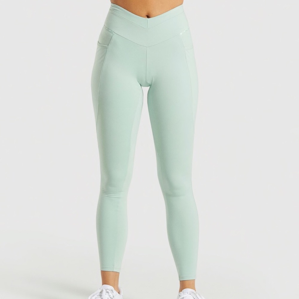 Mint Green Gym Shark Leggings Seamless with Pocket